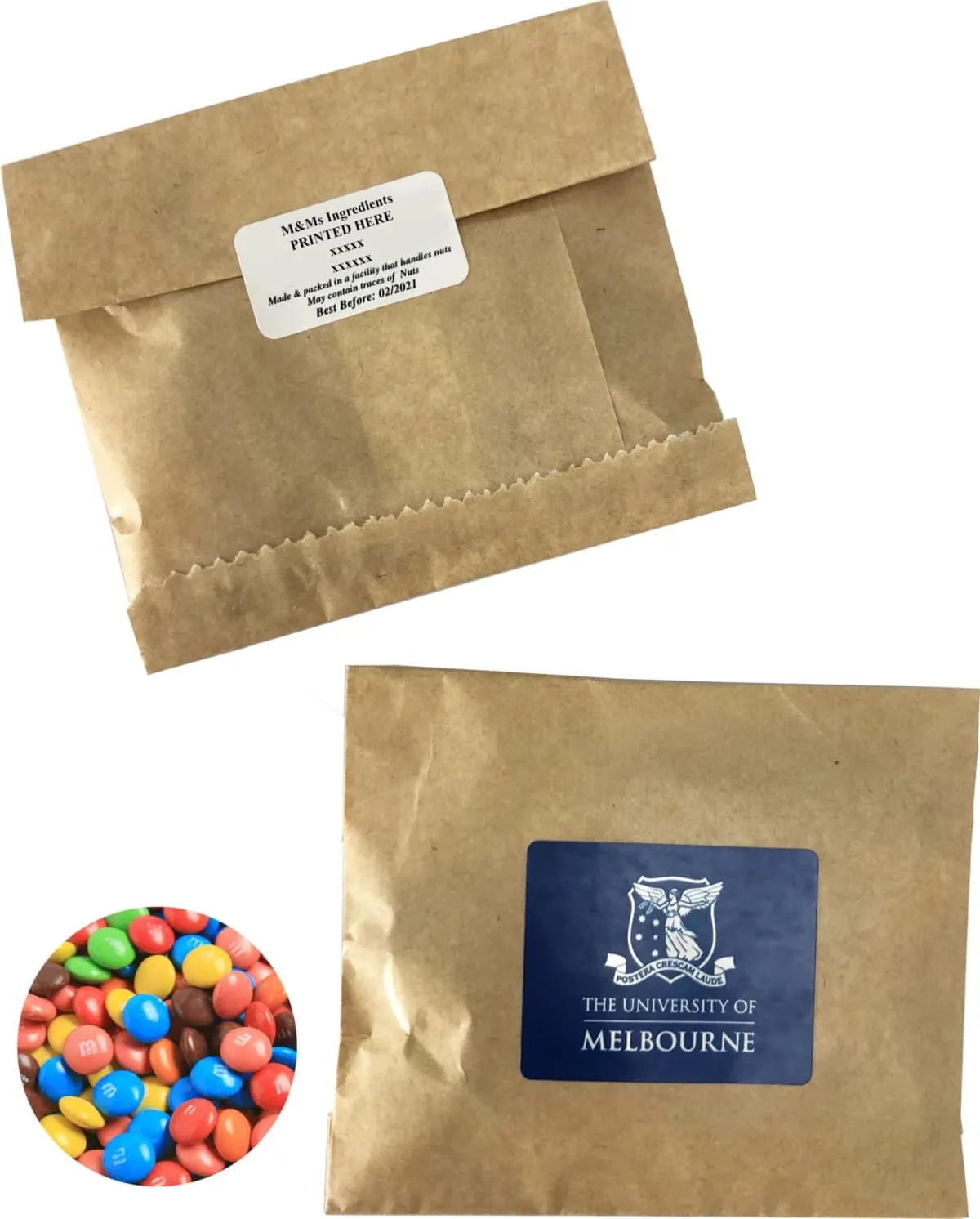 50G M&Ms In Kraft Paper Bags