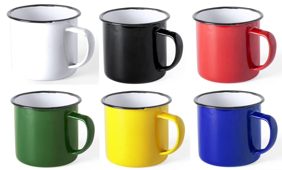 Colourful Logo Branded Enamel Camp Mugs