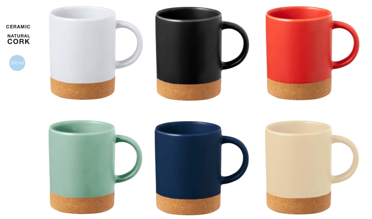 350Ml Classic Ceramic Cork Coffee Mugs