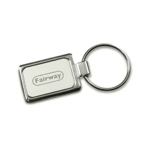 Accent Rectangular Silver Keyring