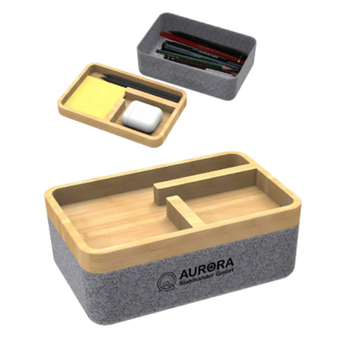 Stylish Bamboo Lid Felt Boxes - rush