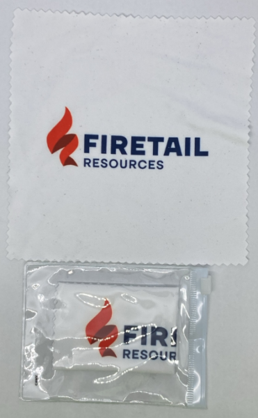 White cloth and packet with Firetail Resources logo, featured in this Client Story.