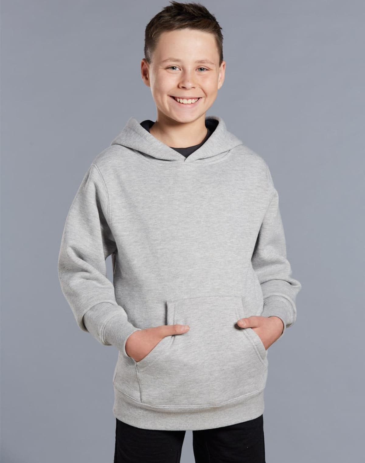 Ky Kids' Close Front Contrast Fleecy Hoodies