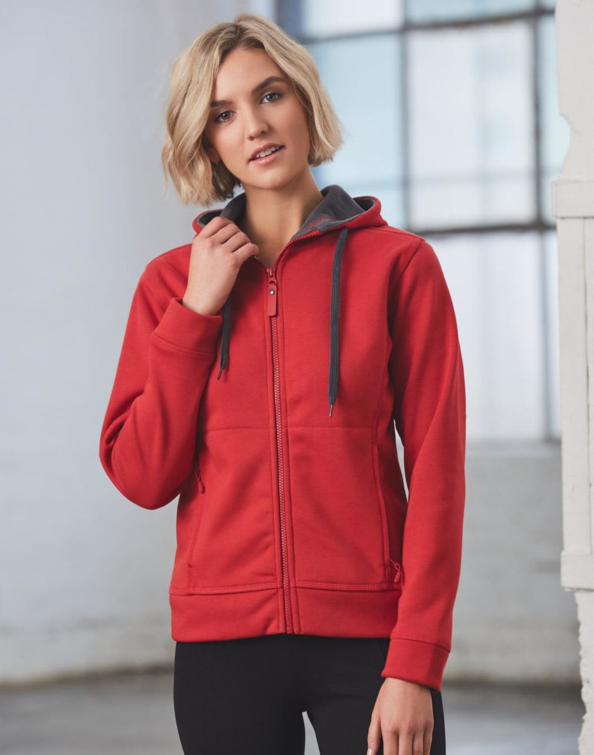 Kz Ladies' Full Zip Contrast Fleece Hoodies