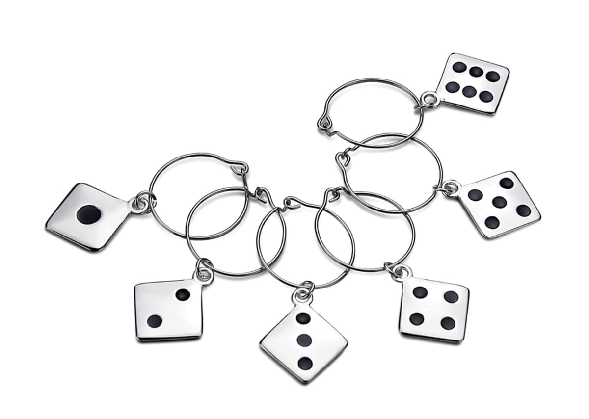 6 Pack Logo Engraved Wine Glass Charms
