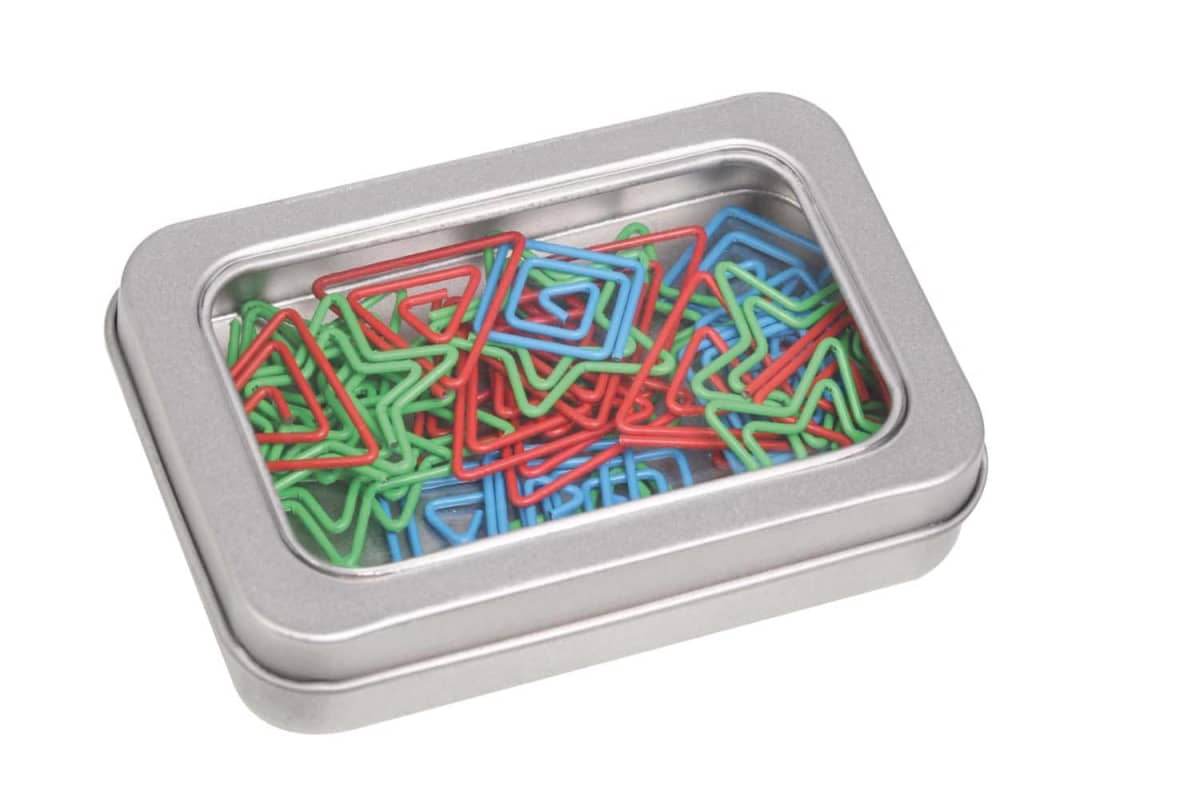 Rectangular Tin With Stationery Clips