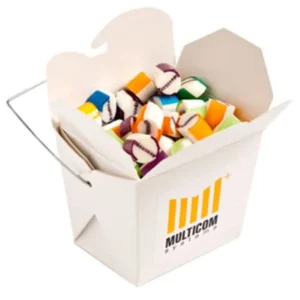 White Noodle Box With Rock Candies