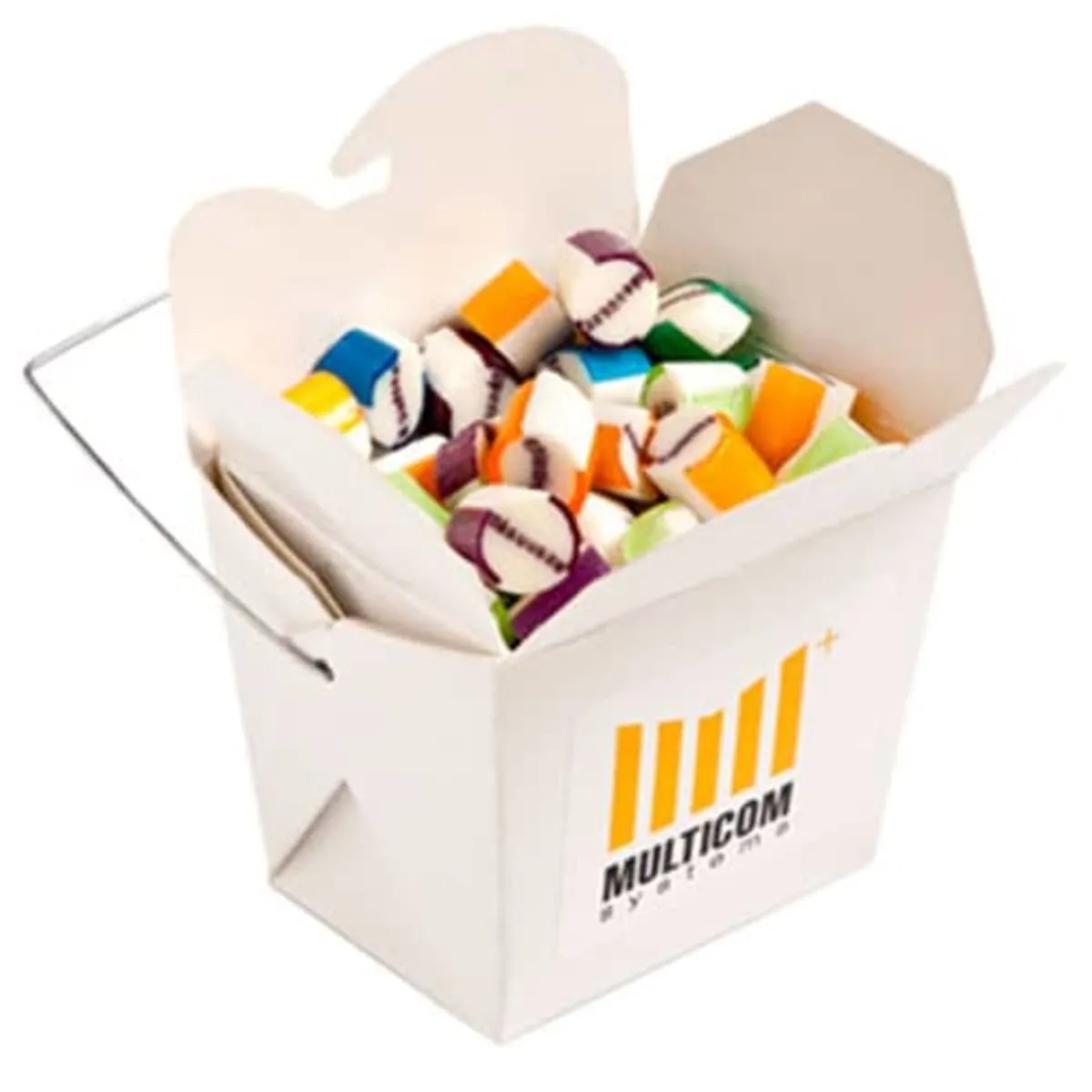 White Noodle Box With Rock Candies
