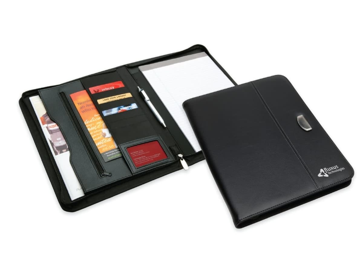 Metal Clip Branded Zip Folios