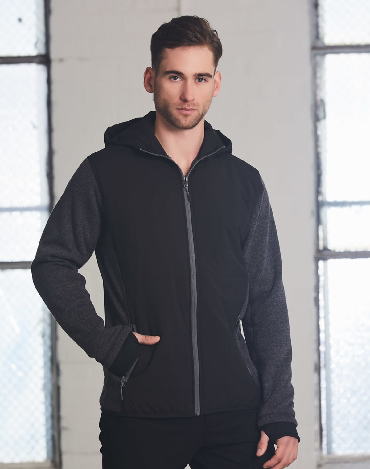 Piu Ii Men's Heather Sleeve/Quilted Body Jackets
