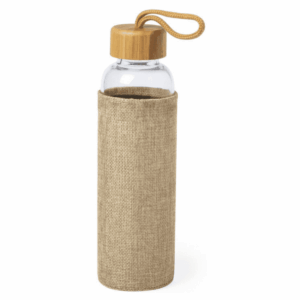 Glass Drink Bottles With Custom Natural Sleeve
