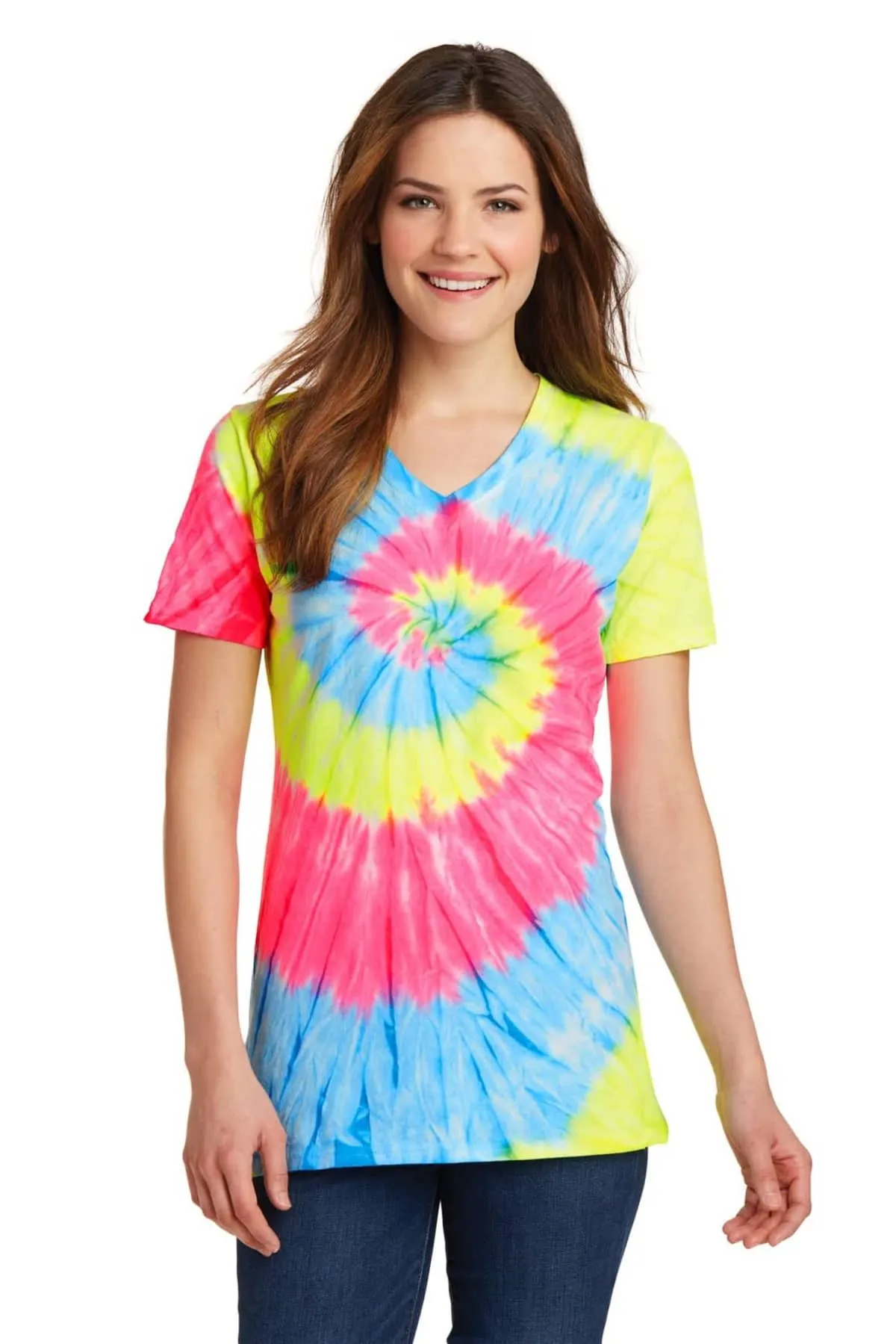 Port & Company Ladies V-Neck Tie-Dye Tees