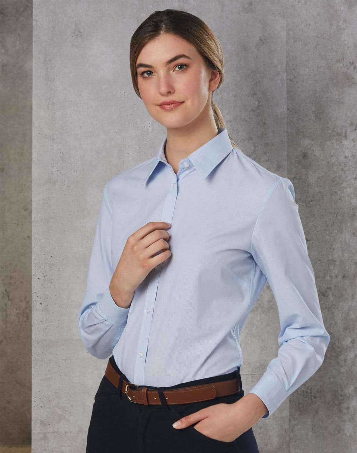 Corporate Fine Stripe Long Sleeve Shirt