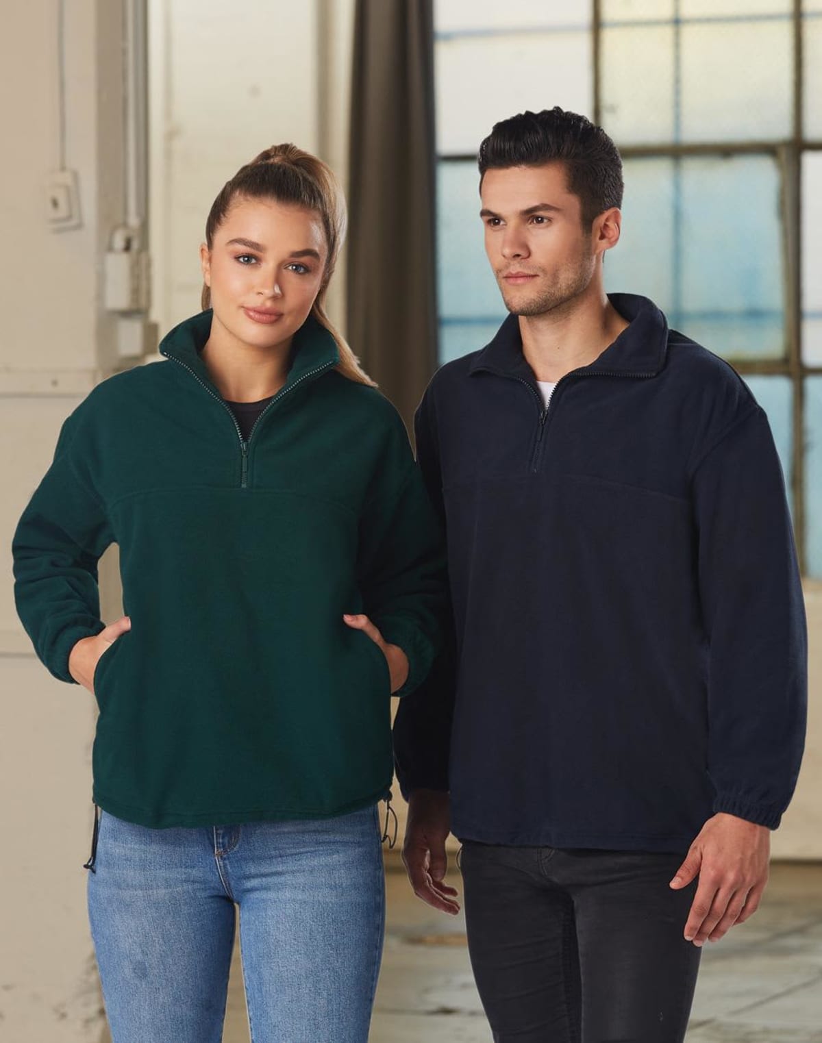 Unisex Polar Fleece Half-Zip Pullovers