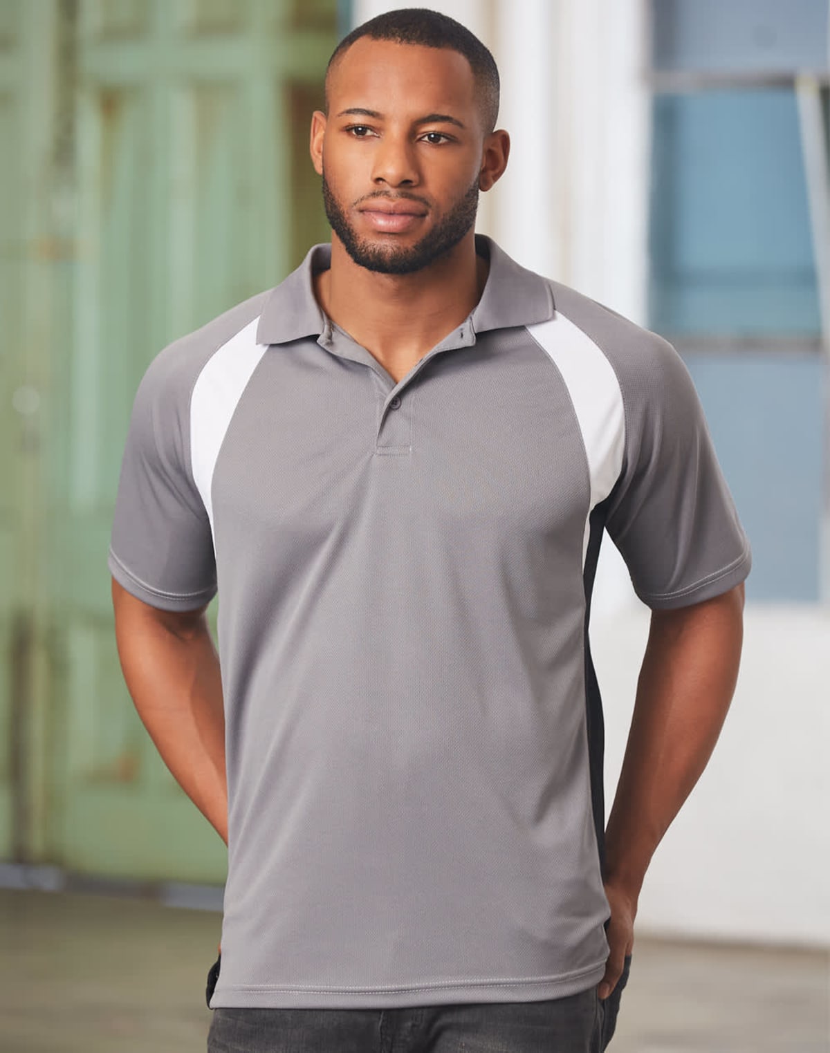 Mens CoolDry Tri-Colour Short Sleeve Polos