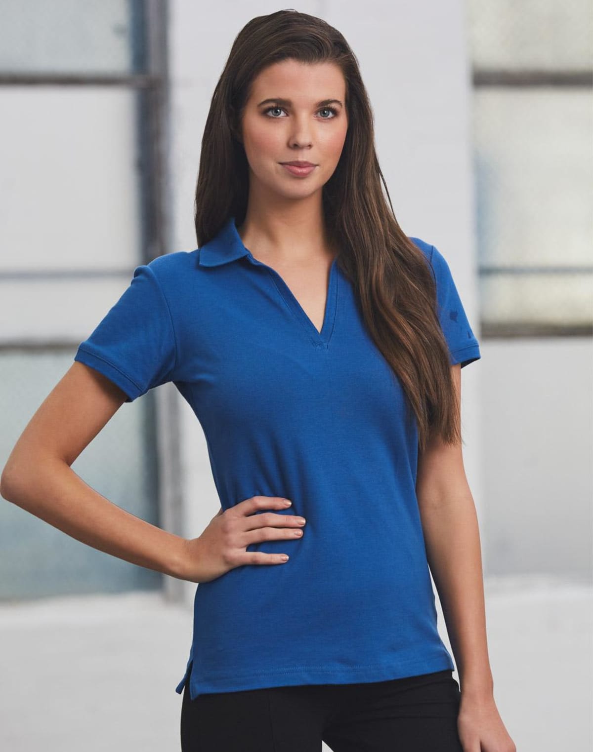 Ladies Cotton/Elastane Short Sleeve Piqué Polos