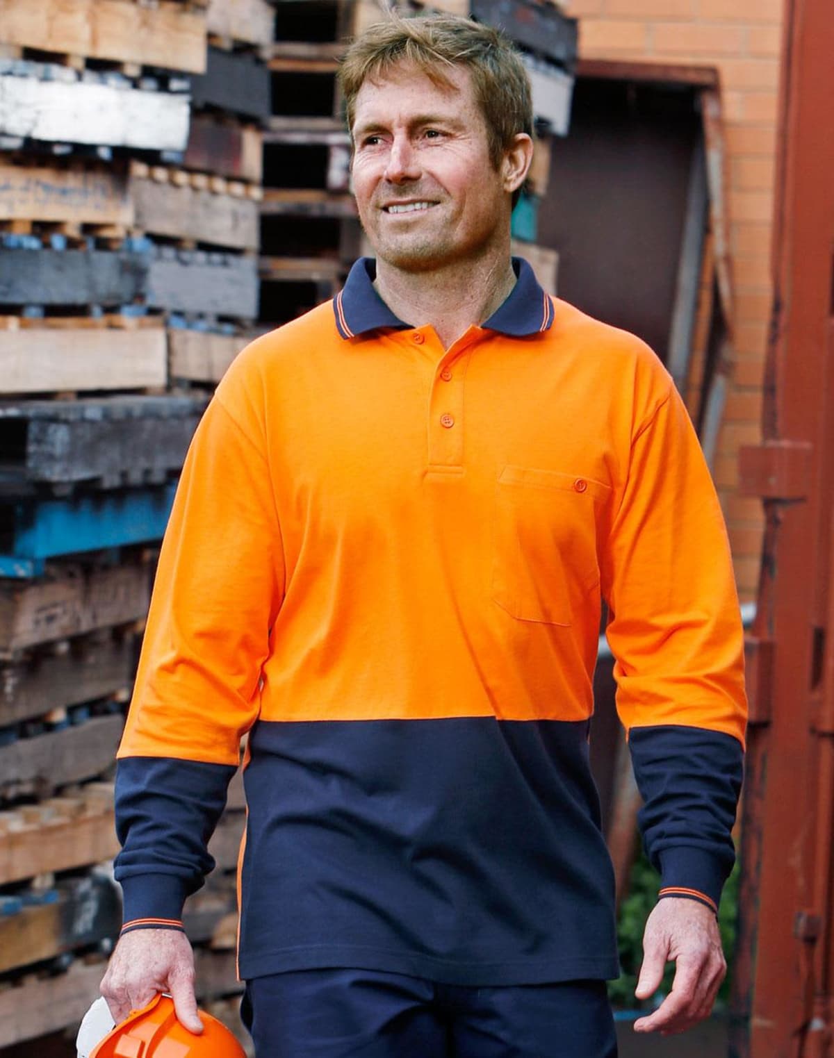 Hi-Vis Cotton Two Colour Long Sleeve Polos