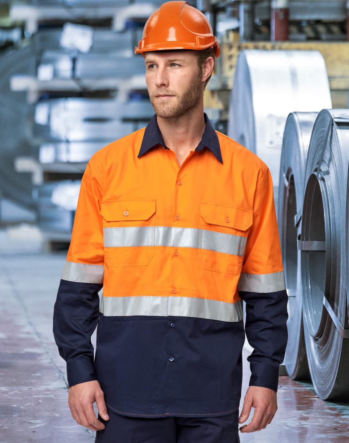 Hi-Vis Cool Safety Long Sleeve Shirts With Tape