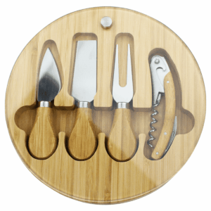 Trekk Round Bamboo Glass Cheese Sets
